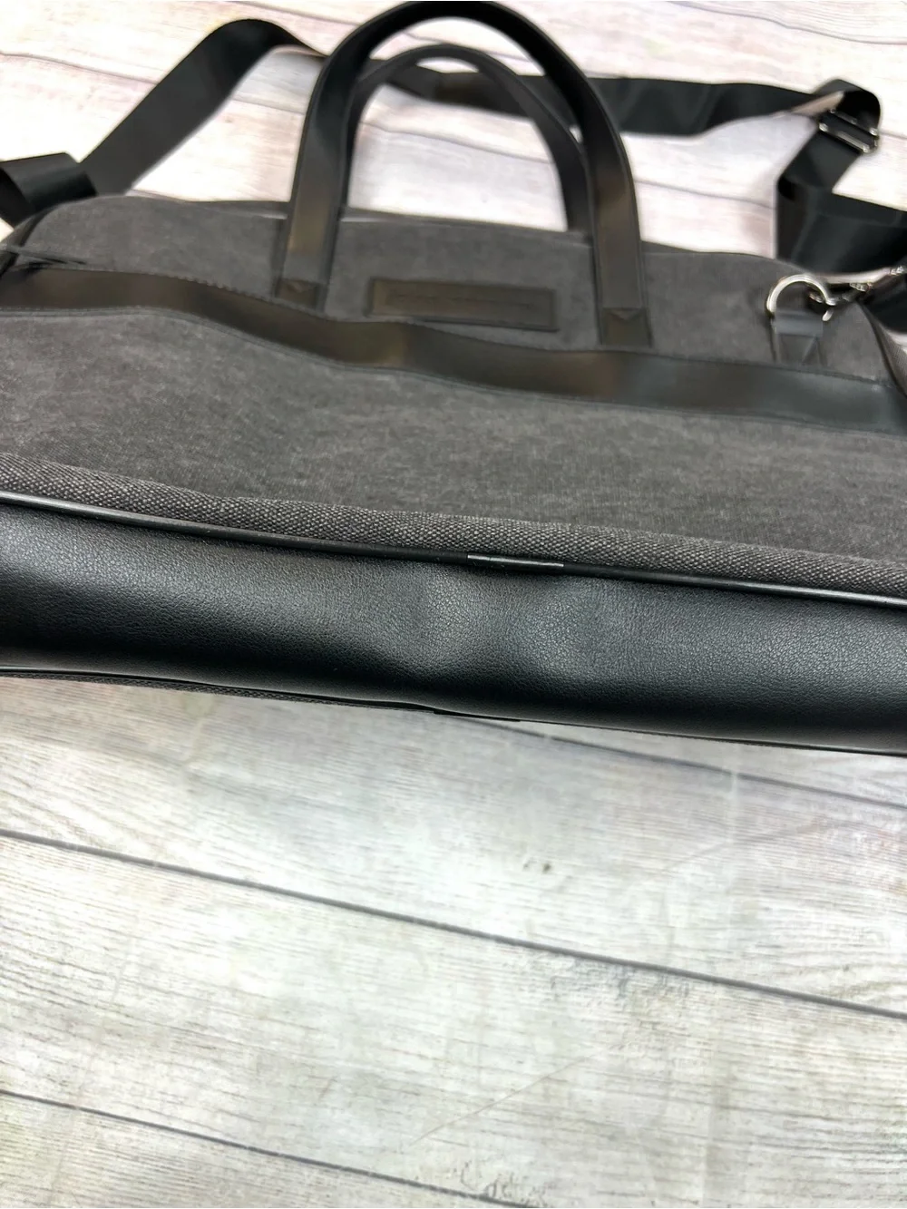 John Varvatos Gray Laptop Briefcase Tote Bag Business Work Travel Messenger Mens